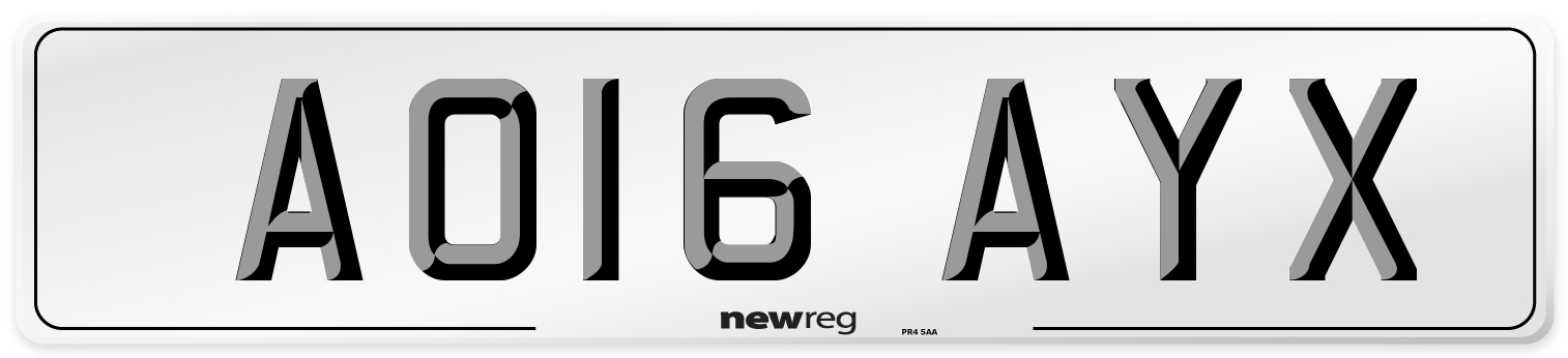 AO16 AYX Number Plate from New Reg